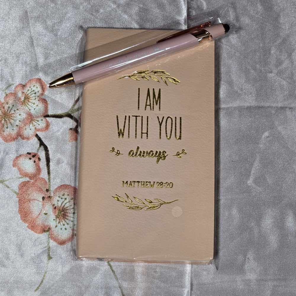 light cream Journal with matching pink stylus pen nip
